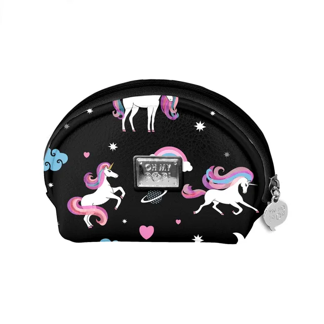 oh-my-pop-licorne-porte-monnaie-ovale-noir image 1